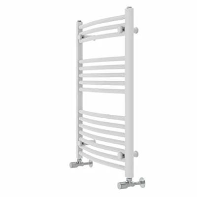 Image of Warmehaus Contemporary Curved Bathroom Heated Towel Rail Radiator Rad 800 x 600mm White