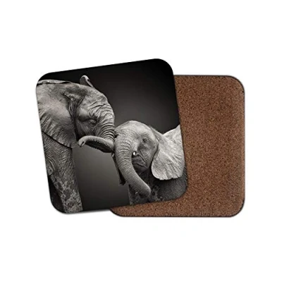 Image of 1 x Cute Baby Elephants Coaster Wild Animal Africa Zoo Adorable #15651