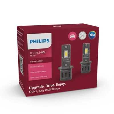 Image of Philips Ultinon Access LED car headlight bulb (H3), ultra compact direct fit, 80%, 6.000K, set of 2