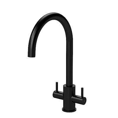 Image of nuie KLA405DL Lachen Mono Mixer Kitchen Tap with Dual Lever Handles, 363mm, Matt Black