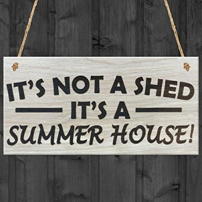 Image of Red Ocean It&#039;s Not A Shed, Summer House Novelty Garden Sign Wooden Plaque Gift