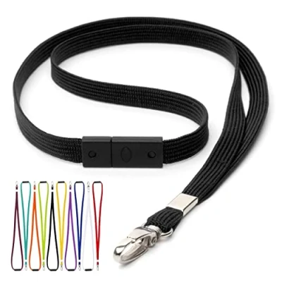 Image of CKB LTD Breakaway Safety Lanyard Neck Strap Swivel Metal Clip For ID Card Holder With Quick Pull Release Design Lanyards Bulk Pack of 20pcs (Black)