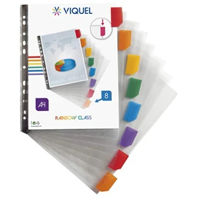 Image of Viquel 8 x A4 Maxi Rainbow Class Dividers Customisable Tabs