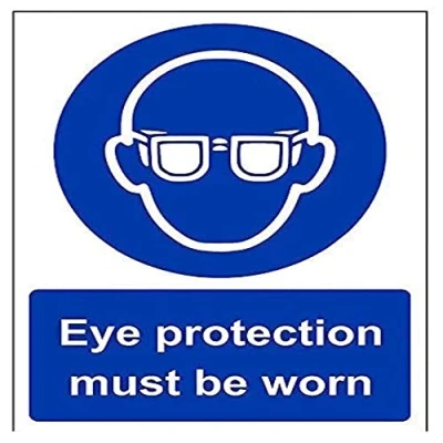 Image of V Safety 41041AN R Eye Protection Must Be Worn PPE Sign Portrait 150mm x 200mm 1mm Rigid Plastic, Blue
