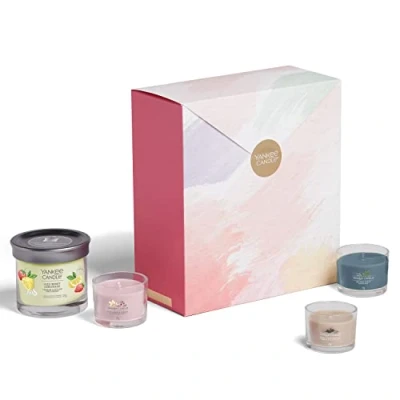 Image of Yankee Candle Gift Set 3 Scented Filled Votive Candles &amp; 1 Signature Tumbler in Box Art The Park Collection