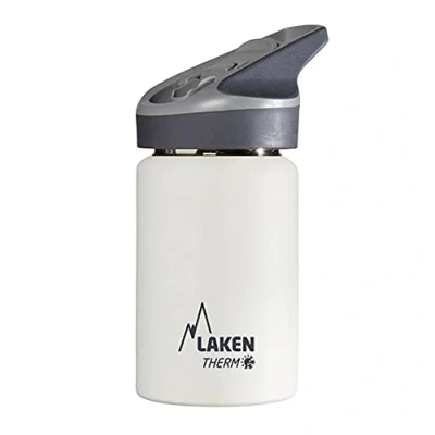 Image of LAKEN Jannu 18/8 Stainless Steel Double Wall Vacuum Insulated Thermal Water Bottle. Up to 24 Hours Cold, White, 350 ml