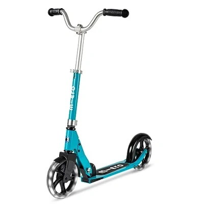 Image of Micro Scooters Cruiser LED Children&#039;s Scooter Handlebar Adjustable Lightweight Light Up Wheels Foldable 6 12yrs Boys &amp; Girls Aqua