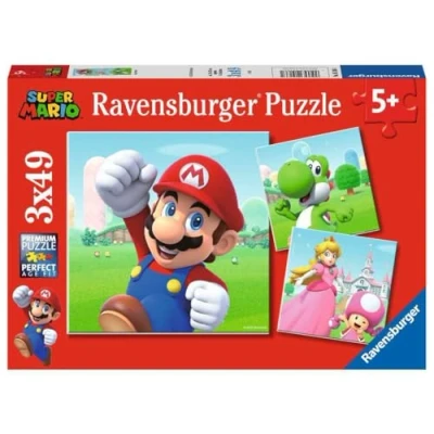 Image of Ravensburger Super Mario Toys 3x 49 Piece Jigsaw Puzzles for Kids Age 5 Years Up