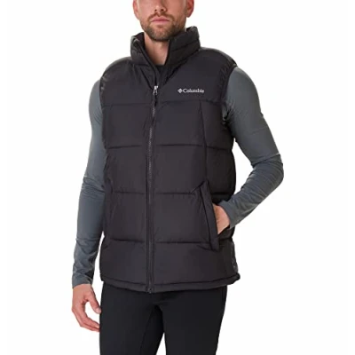 Image of Columbia Men&#039;s Pike Lake Vest, Puffer Vest Body Warmer, Black, Size S
