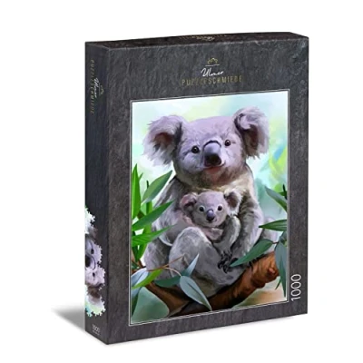 Image of Ulmer Puzzleschmiede puzzle &quot;Koala&quot;: 1000 pieces jigsaw nice picture of a koala mother with newborn baby