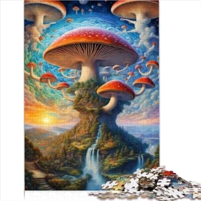 Image of Jigsaw Puzzles for Adults Trippy MushroomJigsaw 1000 Piece Cardboard Puzzle, Gift Ages 12+, Wall Decor Size (26x38cm)