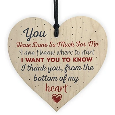 Image of RED OCEAN Handmade Wooden Heart Gift For Teacher Mentor Friend Childminder Thank You Gifts Keepsake