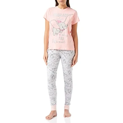 Image of Disney Dumbo Womens Pyjamas, Cotton Pjs for Ladies, Sizes UK 8 to 22 (as8, numeric, numeric_16, numeric_18, regular, regular) Pink