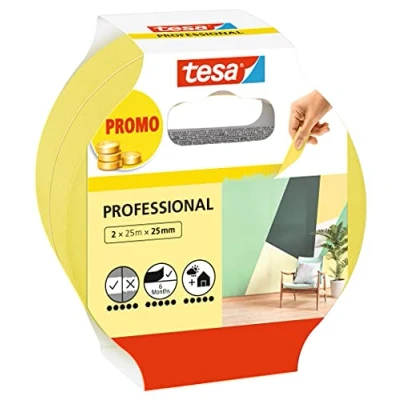 Image of tesa masking tape Professional Painter&#039;s made of thin Washi paper for particularly precise during painting work indoors and outdoors 2x 25 m x mm