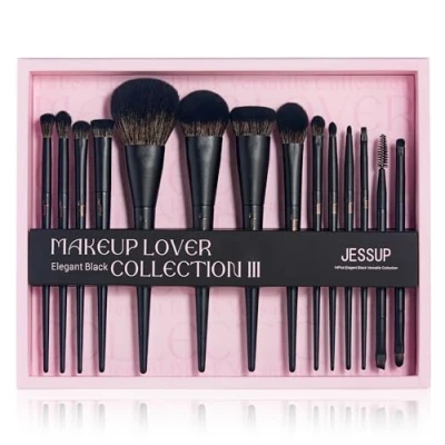 Image of Jessup Black Makeup Brushes 14Pcs Make up Gift Set for Women Kabuki Foundation Eyeshadow Contour Concealer Powder Eyeliner Crease Eyebrow Blending Brush Female,T336 G