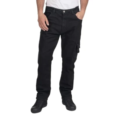 Image of Lee Cooper LCPNT239 Workwear Safety Carpenter Stretch Denim Jeans Work Trousers, Black, 36W / 31L