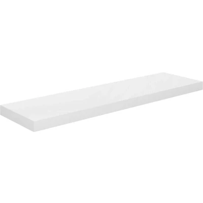Image of vidaXL Floating Wall Shelf in High Gloss White, Contemporary 90cm MDF Metal Frame, Minimalist Display for Living Room, Bedroom, Office