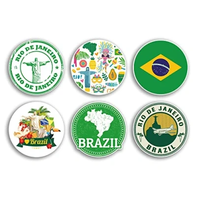 Image of 6 x 10cm Brazil Vinyl Stickers Brazilian Country City Travel Map Flag Holiday Luggage Design Gift #78861