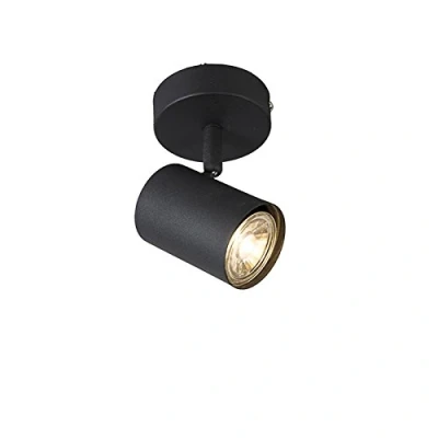 Image of Qazqa Industrial Spotlight Ceiling Black tiltable Jeana 1 Modern Suitable for LED GU10 Way Light Steel Surface Mounted spotway Kitchen I Bedroom