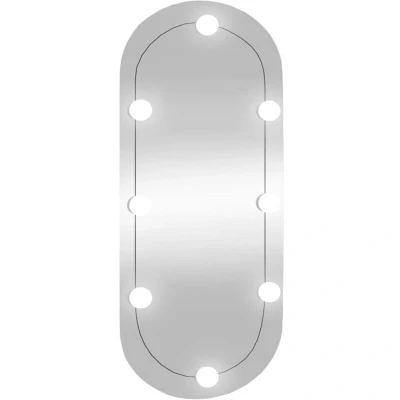 Image of vidaXL Wall Mirror with LED Lights 35x80 cm Glass Oval