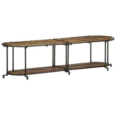 Image of vidaXL TV Cabinet Stand Unit Solid Reclaimed Wood, Iron Frame, Industrial Style, 160 x 42 40 cm, Ample Storage Space