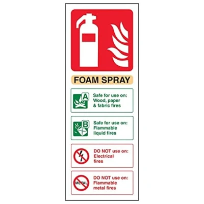 Image of Fire Extinguisher Foam Spray ID Not Electrical Safe 75 X 200mm Restickable Safety Sign