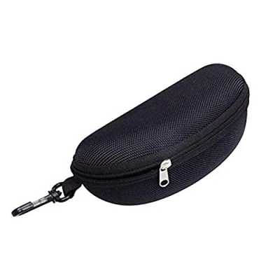 Image of dragonaur home decor Portable Zipper Eyeglass Case with Belt Clip, Clam Shell Eye Glasses Sunglasses Protect Hard Box Black