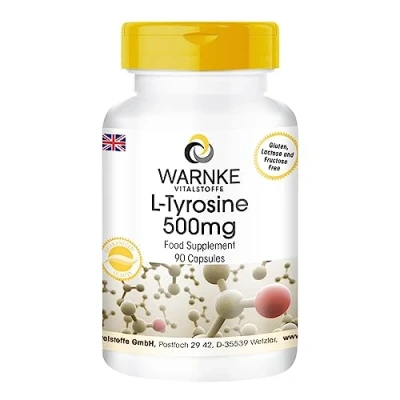 Image of L tyrosine 500mg, Vegan, 90 Capsules Warnke Vitalstoffe German Pharmacy Quality