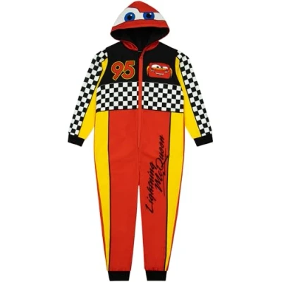 Image of Disney Onesie Lightning McQueen Boys Race Car For Fleece Red 3 4 Years