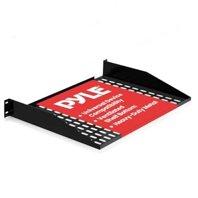Image of Pyle 19 Inch 2U Server Rack Shelf, Vented Shelves For Good Air Circulation, Cantilever Mount, Wall Mount Rack, Universal Device, Cabinet Computer Case Mounting Tray, Black (PLRSTN22U)