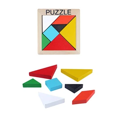 Image of Henbrandt Children&#039;s Wooden Puzzle Tangram Shape Logic Game Kids Brain Puzzles Developmental Toys Learning Games