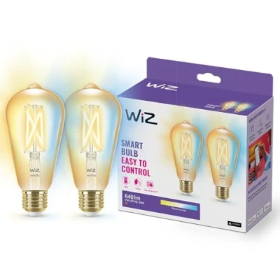 Image of WiZ Filament White Ambiance ST64 [E27 Small Edison Screw] Smart Connected WiFi Light Bulb 2 Pack. 50W Warm to Cool Light, App Control for Home Indoor Lighting, Livingroom, Bedroom.