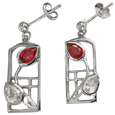 Image of CHARLES RENNIE MACKINTOSH Silver Earrings Valentine. Jewellery gift box included. 585