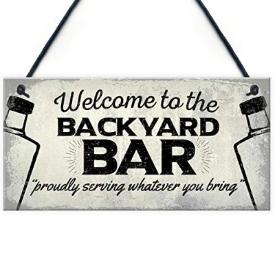 Image of RED OCEAN Backyard Bar Garden Hanging Plaque Alcohol Man Cave Vintage Beer Gin Shed Sign Decor Gift
