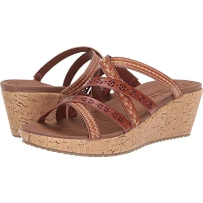 Image of Skechers Women&#039;s Beverlee Tiger Posse Bohemian Embroidered Multe Strap Wedge Sandal