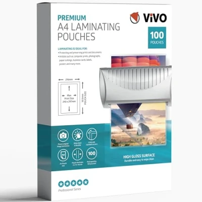 Image of 100 x A4 Laminating Pouches Gloss Laminator Laminate Sheets Sleeves 150 microns Glossy Pouch