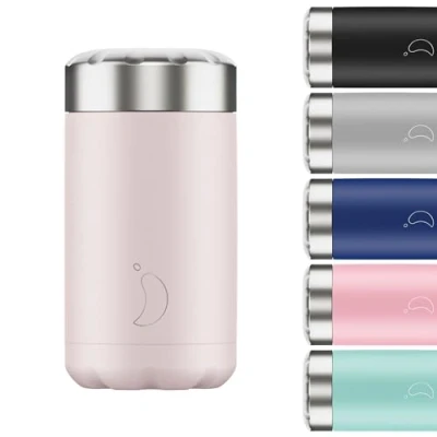 Image of Chilly&#039;s Food Pot Leak Proof, Premium Stainless Steel Reusable Container Double Walled Insulated for Hot or Cold Lunch Storage Blush Pink 500ml