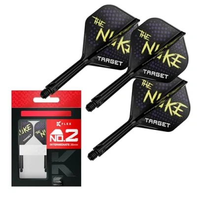 Image of TARGET Darts Luke Littler K Flex Flights and Shaft System, No.2 Intermediate (26mm) Pack of 3 All In One Kflex Flights, Player Edition Accessories No 2 Flight &amp; Dart Stem