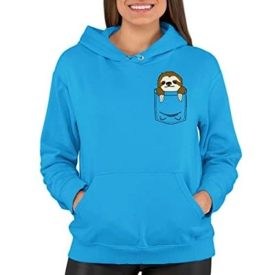 Image of Pocket Sloth Mini Pet Cute Funny Pullover Hoodie Sapphire Blue (L)