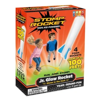 Image of Stomp Rocket The Original Jr. Glow Launcher, 4 Foam Rockets and Toy Air Launcher STEM Gift for Boys Girls Ages 3 Years Up Great Year Round Play Twin 20005