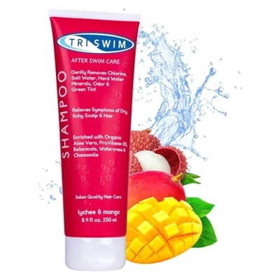 Image of TRISWIM Chlorine Removal Shampoo After Swim Care Moisturising Anti Vegan For Swimmers Removes Green Tint Lychee &amp; Mango (250ml)