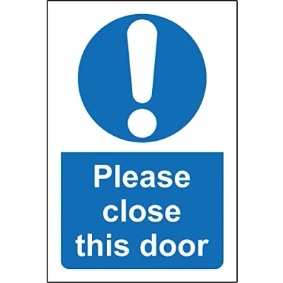 Image of Please close this door safety sign 1.2mm Rigid plastic 150mm x 100mm