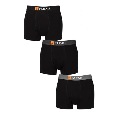 Image of Mens 3 Pack Farah Cotton Keyhole Trunks Black Tonal XXL