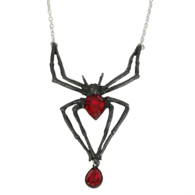 Image of Alchemy England Black Widow Necklace Spider Red Austrian Crystal Goth Jewellery