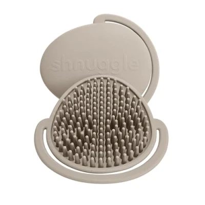 Image of Shnuggle Super Soft Easy Hold Comfortable Baby Bath Brush Shower Bathroom Toiletry Accessory Taupe