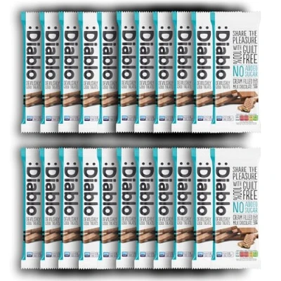 Image of Diablo Cream Filled Milk Chocolate Wafers, No Added Sugar, Sweetened with Maltitol, afternoon tea, Serving Refreshments at Meetings 150g (Pack Of 22)