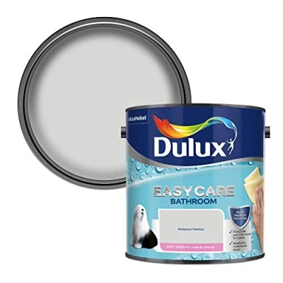 Image of Dulux 5275837 Easycare Bathroom Soft Sheen Emulsion Paint For Walls And Ceilings Polished Pebble 2.5L