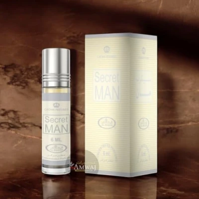 Image of Secret Man 6ml Roll on Perfume comprised with woody notes, green spicy citruses, sandalwood and rose. Hafsa Arabian Fragrances Ltd
