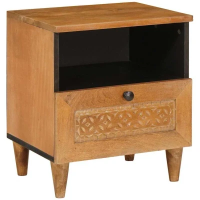 Image of vidaXL Bedside Table Light brown 40 x 33 46 cm Solid mango wood