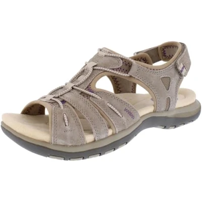 Image of Free Spirit Womens Fairmont 2 Leather Elasticated Riptape Sandals 41056 New Khaki 7 UK